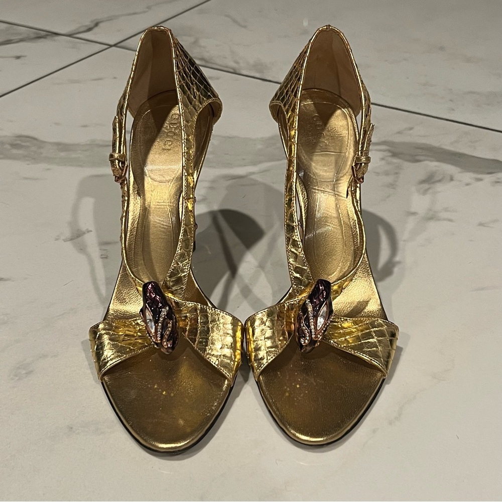 Gucci + Tom Ford Gold Python Heels - Picture 5 of 7